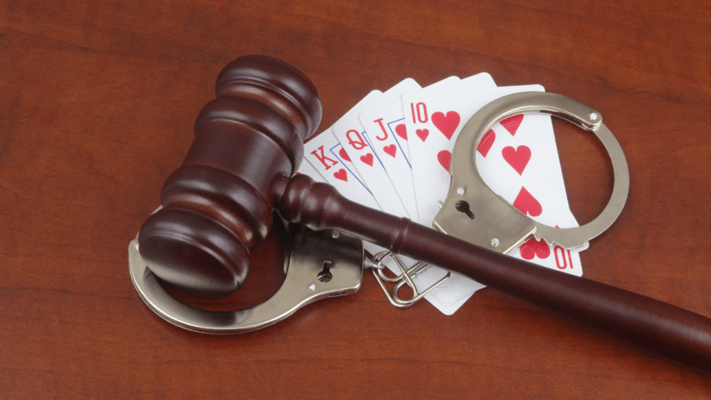 Gavel and casino cards 